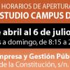 Horario apertura sala de estudios